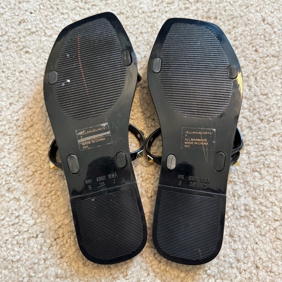 STEVE MADDEN Jellah gold studded black strappy slide jelly sandals - Picture 3 of 4